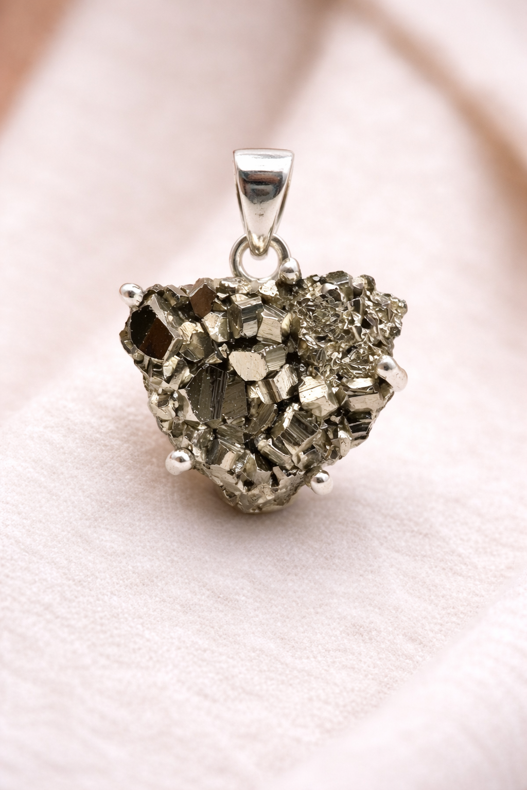 Pyrite Heart Shape Pendant  (925 Silver)