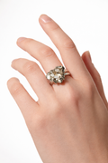 Pyrite Heart Shape Ring (925 Silver)