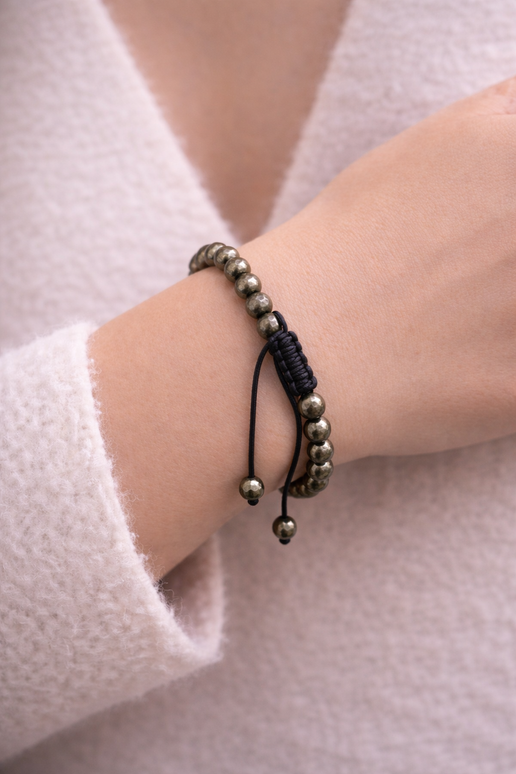 Pyrite Thread Adjustable Bracelet