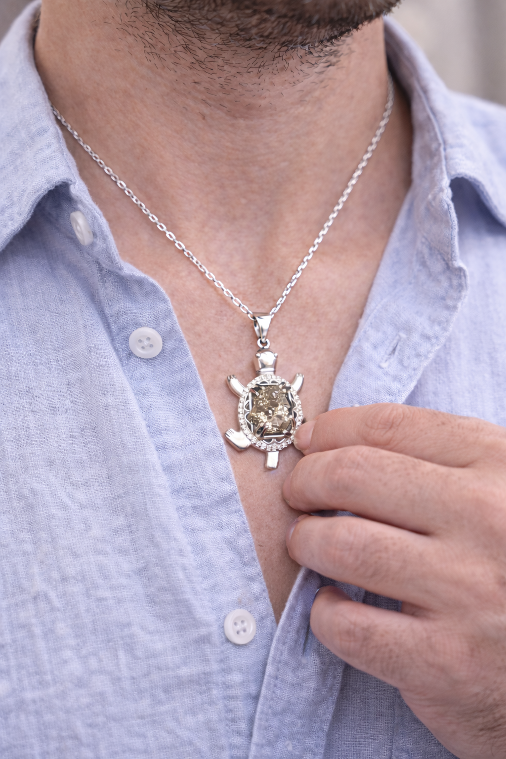 Unisex Pyrite Pendant  (925 Silver)