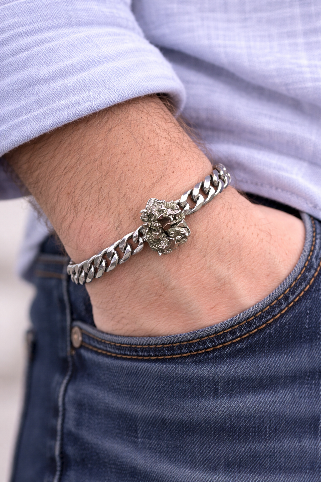 Men Pyrite Bracelet (925 Silver)