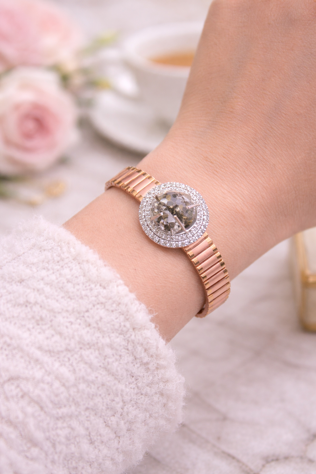 Unisex Pyrite Rose Gold Bracelet (925 Silver)