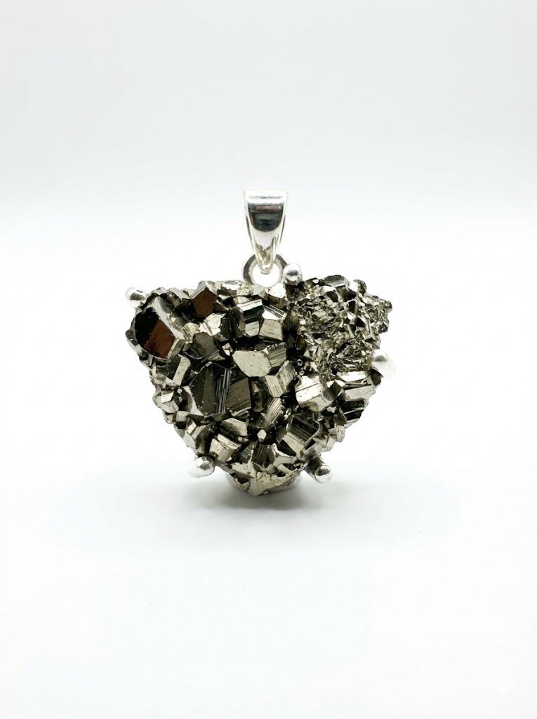 Pyrite Heart Shape Pendant  (925 Silver)